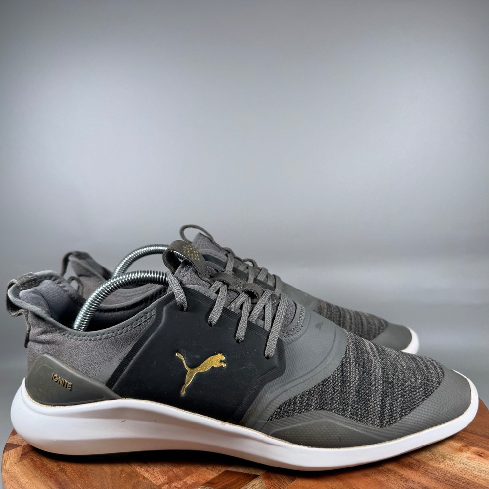 Puma Ignite NXT Solelace Golf Shoes Mens 10.5 Gray Black Gold 192225-02